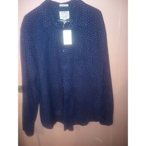 Lucky Brand NWT XXL Long Sleeve Button Up Blue With‎ Polka Dot
